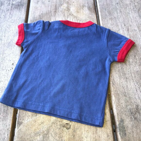 Gap Boys Tee Shirt Size 3-6 Months Blue Red Yellow Lightning Bolt Ringer Top NEW - Picture 5 of 6